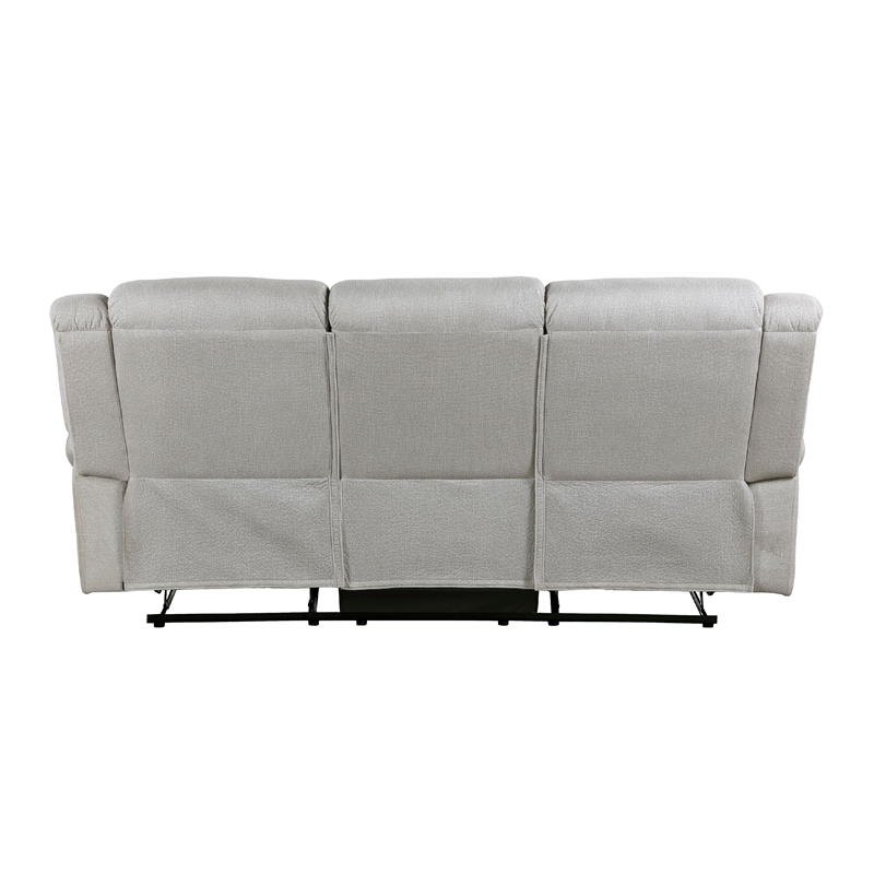 Pemberly Row 89 Inch Manual Reclining Sofa in Gray Microfiber with Nailhead Trim