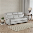 Pemberly Row 89 Inch Manual Reclining Sofa in Gray Microfiber with Nailhead Trim