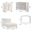 Pemberly Row 4 Piece Queen Size Bedroom Set in White with Bronze Accents