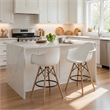 Pemberly Row 30 Inch Barstool Chair Set of 2 White Curved Seat Brown Wood
