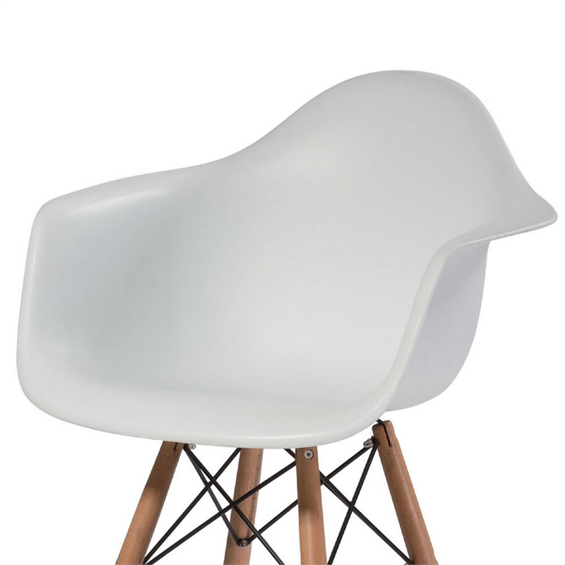 Pemberly Row 30 Inch Barstool Chair Set of 2 White Curved Seat Brown Wood
