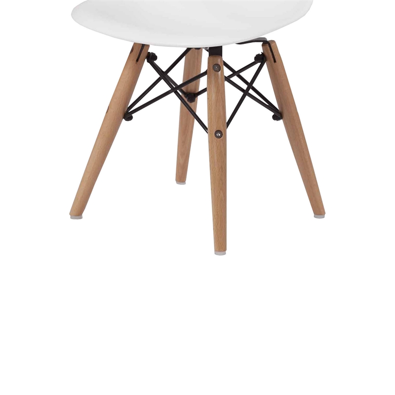 Pemberly Row Kids Dining Chair Set of 2 in White with Eiffel Brown Wood Legs