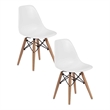 Pemberly Row Kids Dining Chair Set of 2 in White with Eiffel Brown Wood Legs