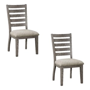 Pemberly Row 23 Inch Side Dining Chairs Set of 2 Ladder Back in Gray Finish