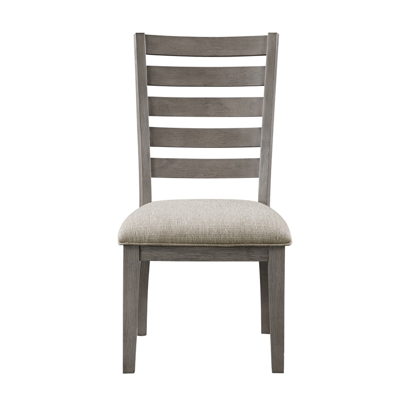 Pemberly Row 23 Inch Side Dining Chairs Set of 2 Ladder Back in Gray Finish
