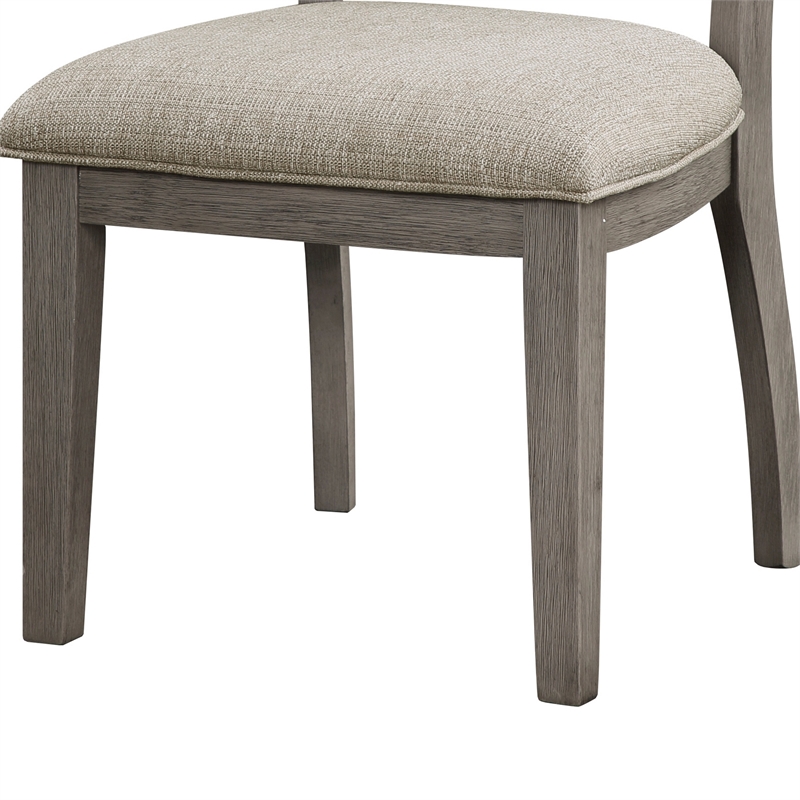 Pemberly Row 23 Inch Side Dining Chairs Set of 2 Ladder Back in Gray Finish