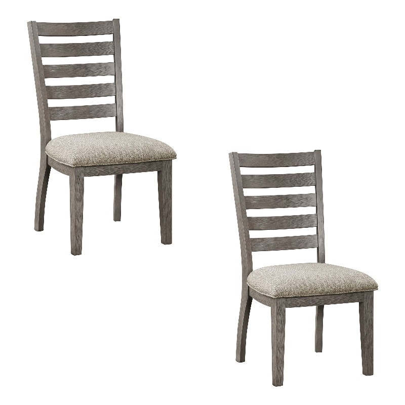 Pemberly Row 23 Inch Side Dining Chairs Set of 2 Ladder Back in Gray Finish