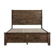 Pemberly Row Queen Size Platform Bed Sleigh with 2 Footboard Storage Drawers