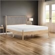 Pemberly Row Queen Size Platform Bed with Vertical Slatted Headboard in Brown