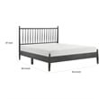 Pemberly Row Queen Size Platform Bed with Vertical Slatted Headboard in Gray