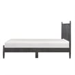 Pemberly Row Queen Size Platform Bed with Vertical Slatted Headboard in Gray