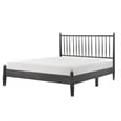 Pemberly Row Queen Size Platform Bed with Vertical Slatted Headboard in Gray