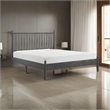 Pemberly Row Queen Size Platform Bed with Vertical Slatted Headboard in Gray