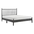 Pemberly Row Queen Size Platform Bed with Vertical Slatted Headboard in Gray