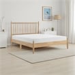 Pemberly Row Full Platform Bed with Vertical Slatted Headboard in Natural Brown