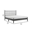 Pemberly Row Full Platform Bed with Vertical Slatted Headboard in Charcoal Gray