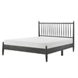 Pemberly Row Full Platform Bed with Vertical Slatted Headboard in Charcoal Gray