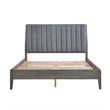 Pemberly Row Platform Bed with Channel Tufted Upholstered Back in Gray Velvet