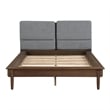 Pemberly Row Queen Size Platform Bed Upholstered Back Panel in Dark Gray