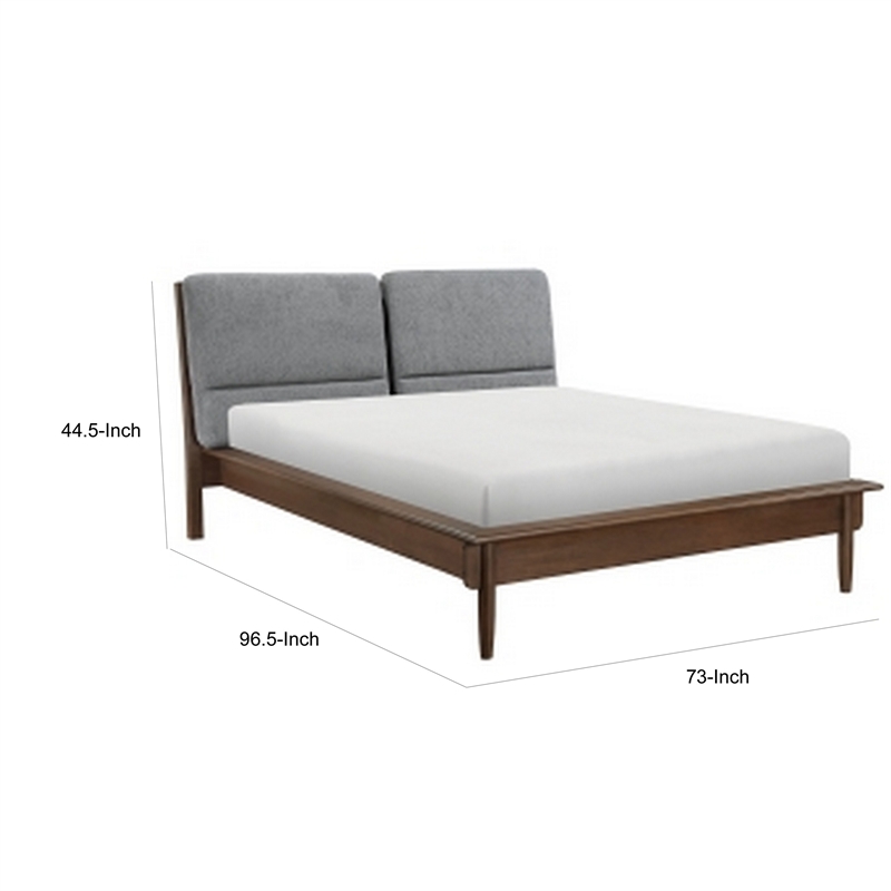 Pemberly Row Queen Size Platform Bed Upholstered Back Panel in Dark Gray