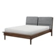 Pemberly Row Queen Size Platform Bed Upholstered Back Panel in Dark Gray