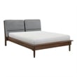 Pemberly Row Queen Size Platform Bed Upholstered Back Panel in Dark Gray