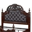 Pemberly Row Queen Bed with Button Tufted Faux Leather Headboard in Cherry