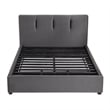 Pemberly Row Queen Platform Bed Tufted in Dark Gray Polyester Upholstery