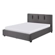 Pemberly Row Queen Platform Bed Tufted in Dark Gray Polyester Upholstery