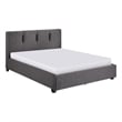Pemberly Row Queen Platform Bed Tufted in Dark Gray Polyester Upholstery