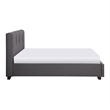 Pemberly Row Queen Platform Bed Tufted in Dark Gray Polyester Upholstery