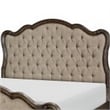 Pemberly Row Queen Bed with Button Tufted Beige Fabric Upholstery in Brown