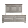 Pemberly Row Queen Size Bed with Rustic Headboard Design in Brown Gray Oak