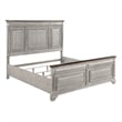Pemberly Row Queen Size Bed with Rustic Headboard Design in Brown Gray Oak