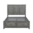Pemberly Row Queen Size Platform Bed with 2 Storage Drawers in Gray Wood