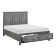Pemberly Row Queen Size Platform Bed with 2 Storage Drawers in Gray Wood