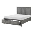 Pemberly Row Queen Size Platform Bed with 2 Storage Drawers in Gray Wood
