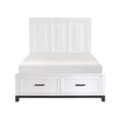 Pemberly Row Queen Size Platform Bed with 2 Storage Drawers in White Wood