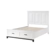Pemberly Row Queen Size Platform Bed with 2 Storage Drawers in White Wood