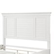 Pemberly Row Queen Size Bed with Farmhouse Style Headboard in White Acacia