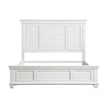 Pemberly Row Queen Size Bed with Farmhouse Style Headboard in White Acacia