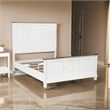 Pemberly Row Queen Size Bed with Solid Wood Panel Design in White and Brown