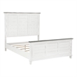 Pemberly Row Queen Size Bed with Solid Wood Panel Design in White and Brown