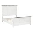 Pemberly Row Queen Size Bed with Solid Wood Panel Design in White and Brown