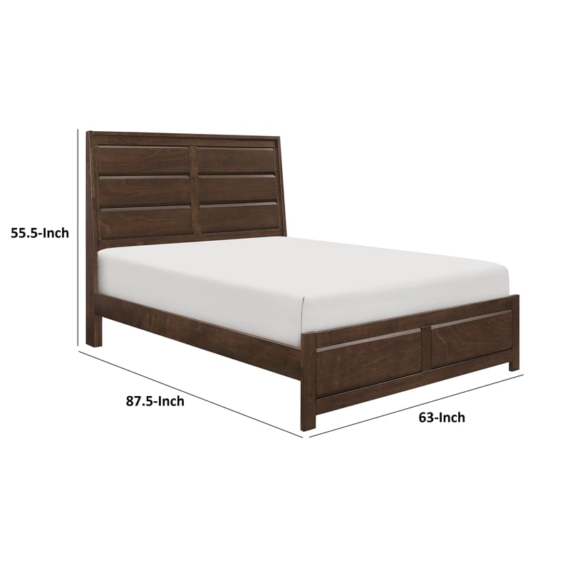 Pemberly Row Queen Bed with Beveled Panel Headboard in Brown Okume Veneer