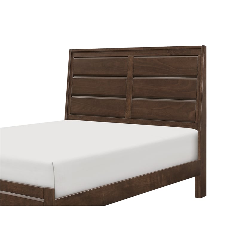 Pemberly Row Queen Bed with Beveled Panel Headboard in Brown Okume Veneer