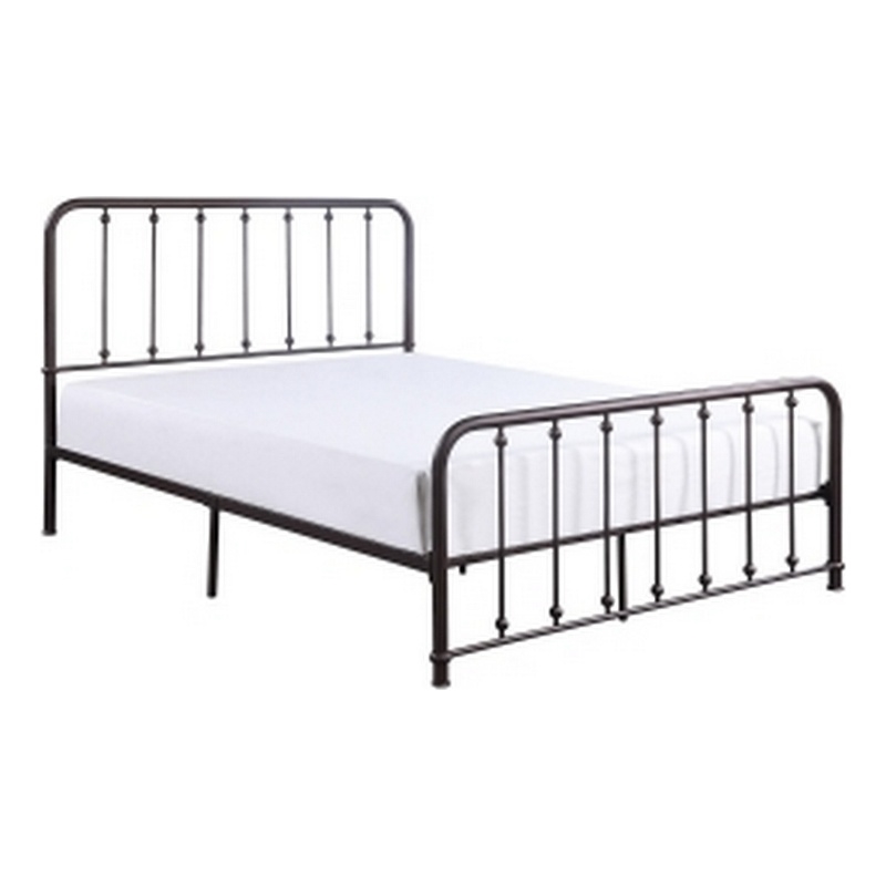 Pemberly Row Queen Bed Vertical Slatted Headboard and Footboard Dark Bronze