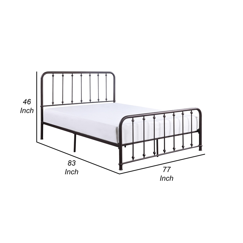 Pemberly Row King Size Metal Bed with Ball Accents on Vertical Slats Bronze