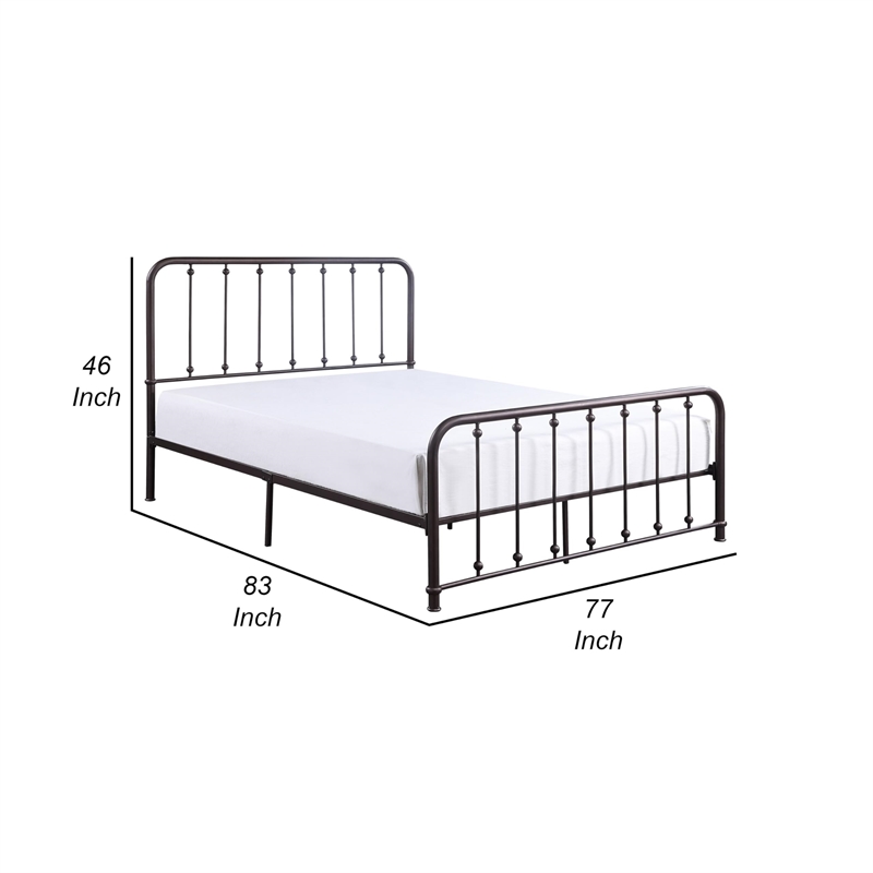 Pemberly Row King Size Metal Bed with Ball Accents on Vertical Slats Bronze