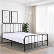 Pemberly Row Twin Size Metal Bed with Ball Accents on Vertical Slats Bronze